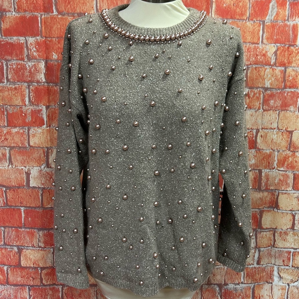 Brownstone Studio Vintage 80’s Silk Blend Pearl Beaded Angora Sweater‎